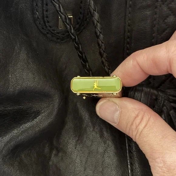 Vintage Y2K L.A.M.B Gwen Stefani Black Leather Purse Shoulder Handbag Lock Charm - Picture 7 of 16